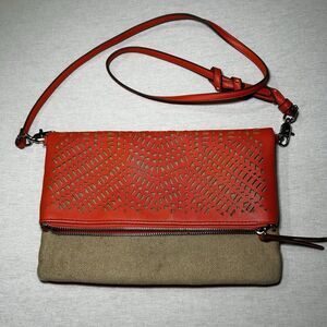 Stella & Dot Waverly Petite in Fresh Orange/ Linen Crossbody Bag
